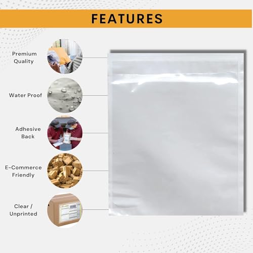 100 Pack 7x10 Waterproof Shipping Label Sleeves with Self-Adhesive Envelopes