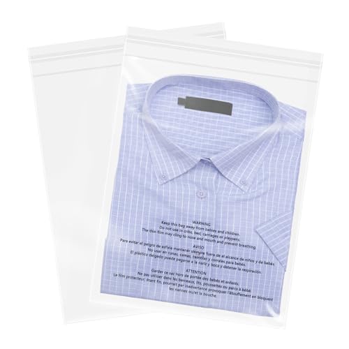 8x10 Inch Clear Poly Bags with Resealable & Safety Warning - 1000 Pack