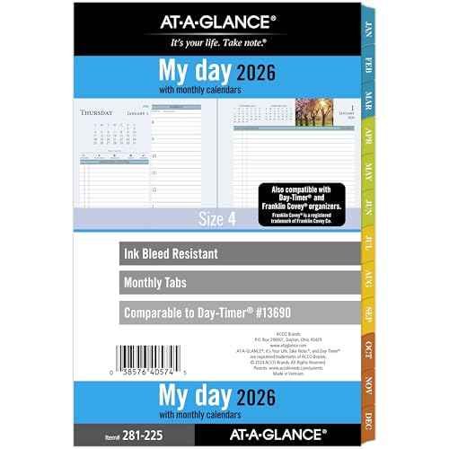AT-A-GLANCE 2026 Planner, Daily & Monthly, 5.5" x 8.5", Desk Size 4, Two Page Per Day Refill, Loose-Leaf, Zenscapes (281-225-26)