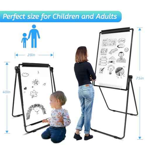 Stand White Board - 40 x 28 Inch Double Sided Magnetic Dry Erase Board with Stand Height Adjustable, Home Office Classroom School Teacher Use