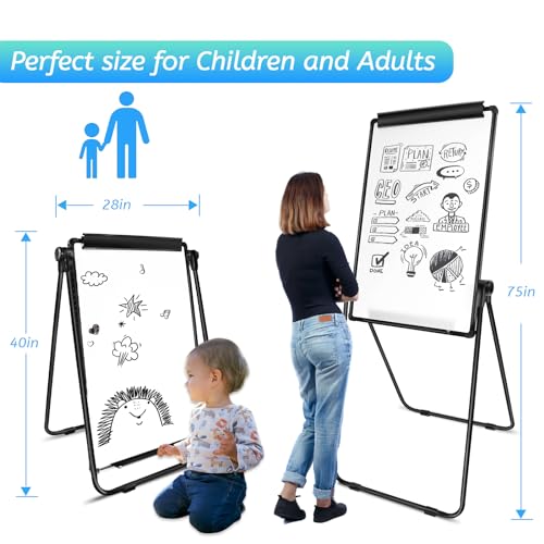 SCZS 40x28 Black Double Sided Magnetic Whiteboard with Adjustable Stand