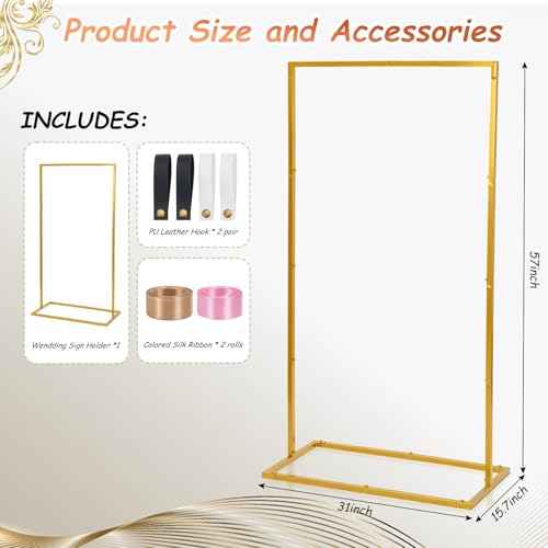 Elegant Wedding Sign Stand & Holder£¬Golden Heavy Duty Metal Wedding Welcome Sign Stand for Reception£¬Welcome to Our Wedding Hanging Sign Stand - Perfect for Seating Chart, Posters, and Decor