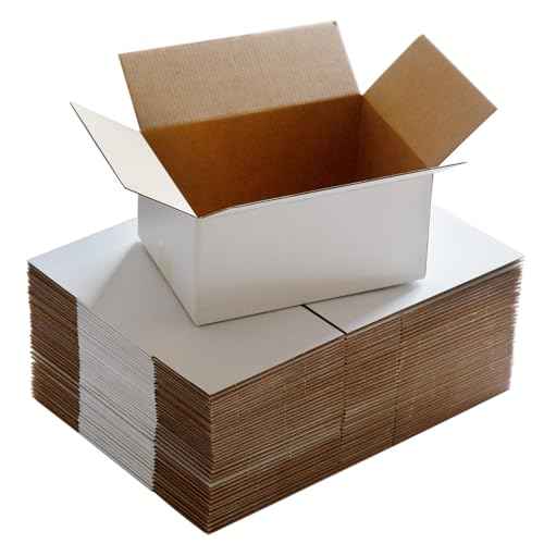 10x7x5 Inches Shipping Boxes Set of 40, White Corrugated Cardboard Box Literature Mailer for Packing Small Business