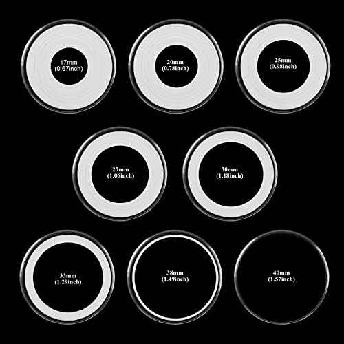 Utron 60P Clear Plastic Coin Capsules, Dollar Coin Holder, 40mm Silver Coin Storage for Collectors, Morgan Silver Dollar Coin Holders with Adjustable Gasket (17/20/25/27/30/33/38/40mm)