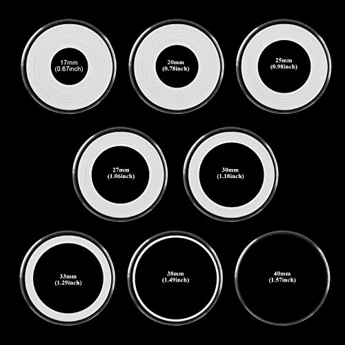 Utron 60P Coin Holder 40mm Clear Plastic Silver Dollar Coin Storage with Adjustable Gaskets