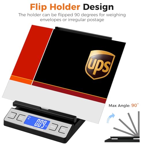 TIPRE Black Digital Shipping Scale 66lb with Fold-up Mail Stand, 0.1oz Precision