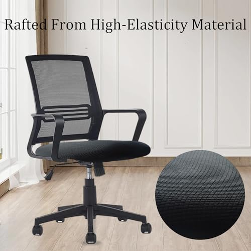 Runseaway Black Stretch Office Chair Cover - Universal Elastic Slipcover for Rotating Chairs