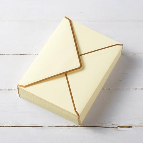 Homtable Cream Color A7 Envelopes 5.32x7.28 Inches with Gold Border, 100 Pack