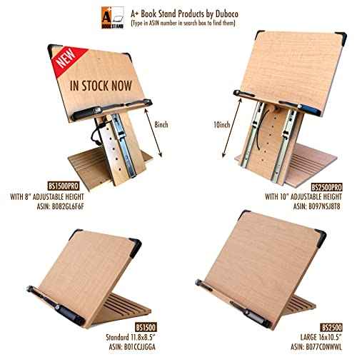 BS2500 Large 16x10.5 Portable Adjustable Foldable Bookstand Holder for Reading Hands Free Large Thick Heavy Textbooks Cookbooks Tablets