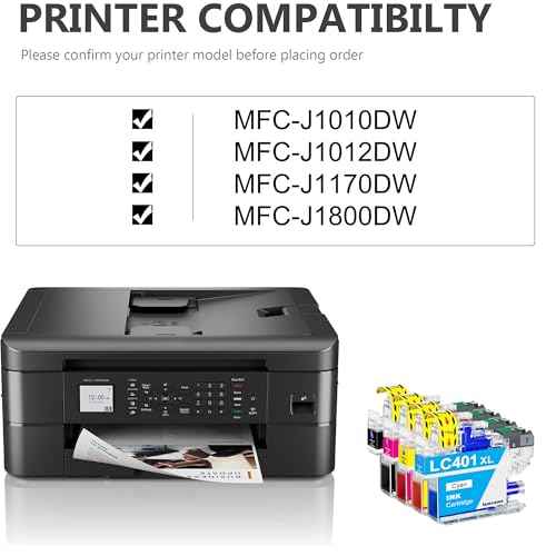 LC401XL Ink Cartridges with High-Yield Replacement for Brother LC401 Work with MFC-J1010DW MFC-J1012DW MFC-J1170DW MFC-J1800DW Printers (Black Cyan Magenta Yellow, 4 Pack)