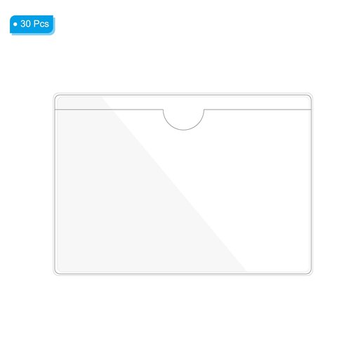 PATIKIL 4" x 6" Self Adhesive Index Card Pockets, 30 Pack Plastic Label Holder with Top Open Sticky Pocket Sleeves for Business Cards Note Cards, Clear