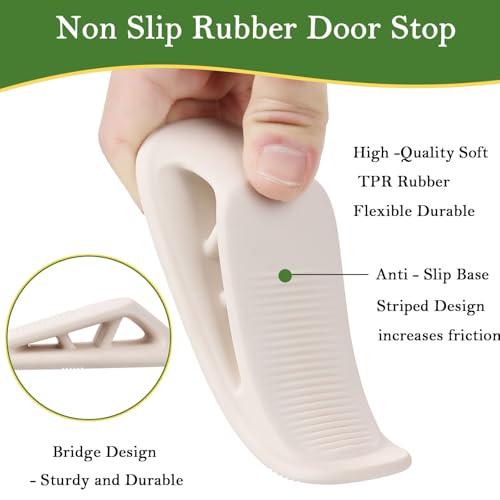Fursafe&Q White 2-Pack Rubber Door Stop Wedge with Holder – Heavy Duty Bottom of Door