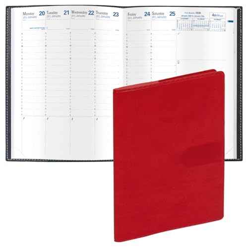 Quo Vadis 2026 Trinote - Weekly Planner - 13 Months, Dec. to Dec. - 7 x 9 3/8" - Smooth Faux Suede Texas Red Cover - Productivity Appointment Planner