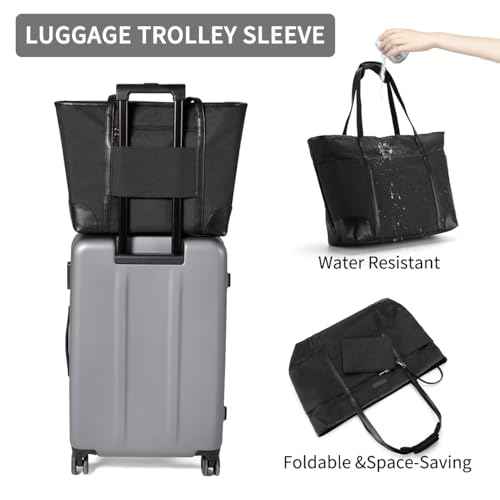 VASCHY Laptop Bag for Women, 15.6-17 Inch Lightweight Water Resistant Travel, Work,Teacher Tote Bag w Luggage Strap