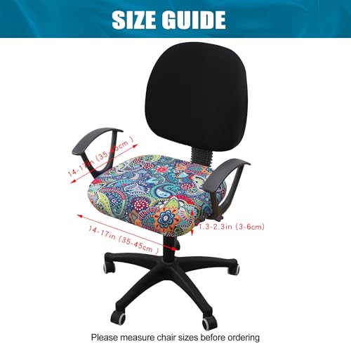 Smiry Stretch Printed Office Chair Seat Cover - Blue Green, Elastic Fit
