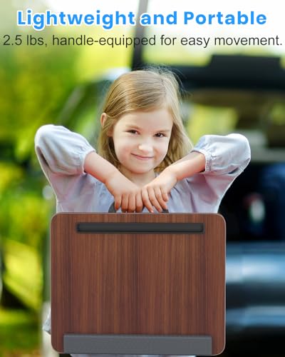 HETTHI Dark Brown Laptop Lap Desk with Cushion, Fits 15.6 Inch Laptops, Portable & Ergonomic