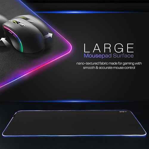 VIVO Large 60 x 24 inch Full Size Desk Pad with RGB Lighting for Office Ambience and Immersive Gaming, Oversized Mouse Pad Table Top Cover, 12 Color Modes, Non-Slip Base, Black, DESK-PAD60-24
