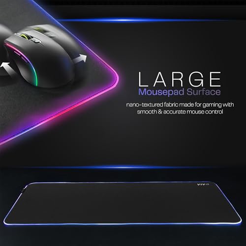 VIVO Large 60 x 30 inch Full Size Desk Pad with RGB Lighting for Office Ambience and Immersive Gaming, Oversized Mouse Pad Table Top Cover, 12 Color Modes, Non-Slip Base, Black, DESK-PAD60-30