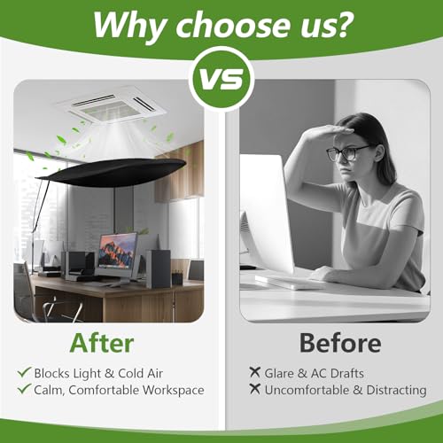 55 Inch Office Cubicle and Desk Shade ? Blocks Light and Air Conditioning Airflow, Creates a Private and Comfortable Workspace
