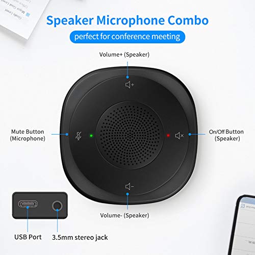 USB Speakerphone Microphone, Conference Speaker Omnidirectional Computer Mic, with 360¨¬ Voice Pickup, Touch-Sensor Buttons for Mute/unmute, Streaming, Call Speaker Skype, Webinar, Interview -(JV801)