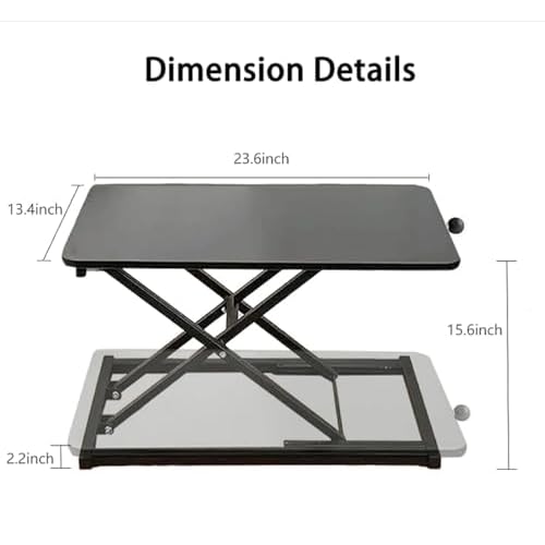 Standing Desk Converter Adjustable Height ,Keyboard Riser for Stand Up Desk Riser ,Computer Keyboard Stand for Desktop ,Computer Workstations for Home Office Black Size 23.6 Inch