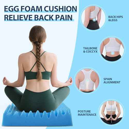 2PCS Egg Crate Chair Foam Cushion Seat Cushion Wheelchair Cushions Recliner Cushion Support Chair Cushion for Office Car Sciatica Pain Relief Pad