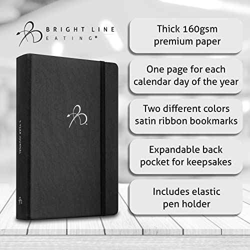 Bright Line Eating 5 Year Journal - Vegan Leather Journal w/Daily Entries ? Black Memory Book Journal for Women & Men ? 5 Year Journal for Tracking Memories, Ideas, Devotions & Progress