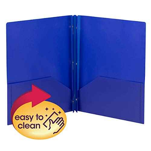 Smead Poly Two-Pocket Folder, Tang-Style Fastener, Letter Size, Dark Blue, 25 per Box (87726)
