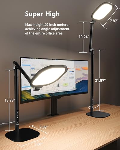 LitONES Tall LED Desk Lamp Black, Eye-Care, 50 Light Modes for Home Office