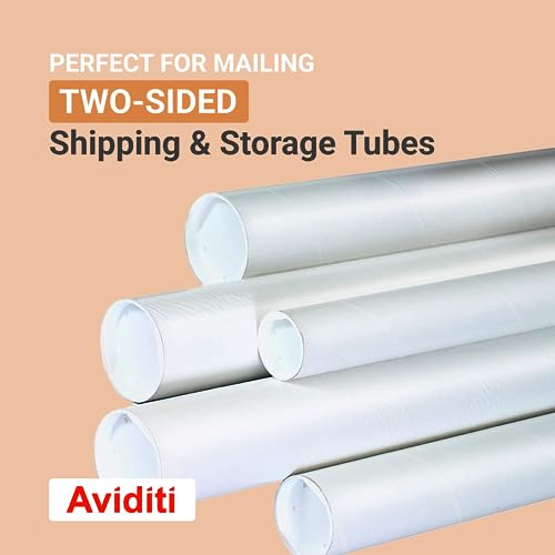 White Cardboard Mailing Tubes with Caps - 15 Inch, Pack of 24