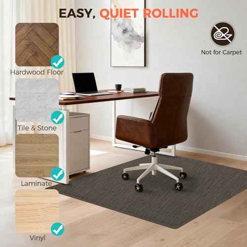 BAGAIL Office Chair Mat for Hardwood Floor, 35"x47" Heavy Duty Computer Chair Mat - Fast Flat & Smooth Glide - Non-Slip Desk Chair Floor Protector for Home Office - Dark Brown