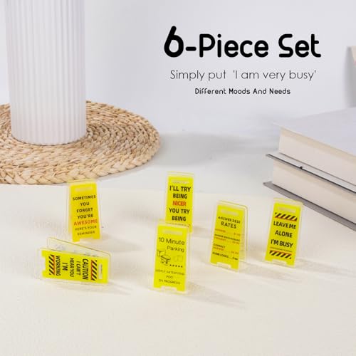 Funny Sticky Note Holder Clips - 6 Pack Desk Sign for Office, Coworker Gifts
