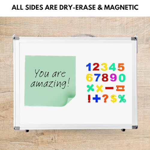 Large Portable Dry Erase Whiteboard with Magnetic Surfaces & Handle, 15.5” x 11.5”