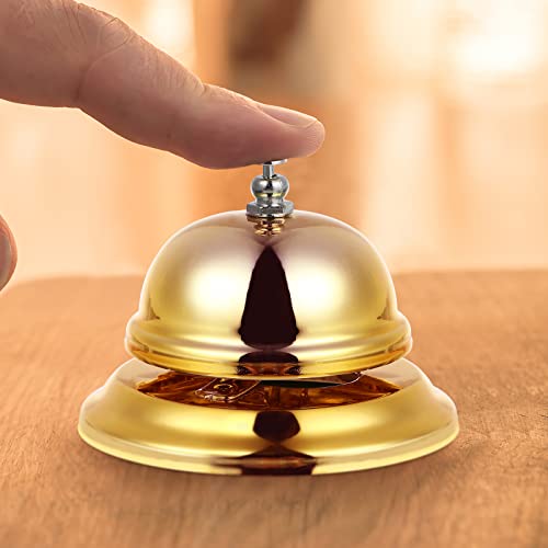Gold Call Bell 3.35 Inch Service Desk Bell for Restaurant Hotel & Game Signaling