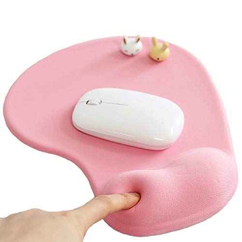 Office Mousepad with Gel Wrist Support - Ergonomic Gaming Desktop Mouse Pad Wrist Rest - Design Gamepad Mat Rubber Base for Laptop Computer -Silicone Non-Slip Special-Textured Surface (01Pink)
