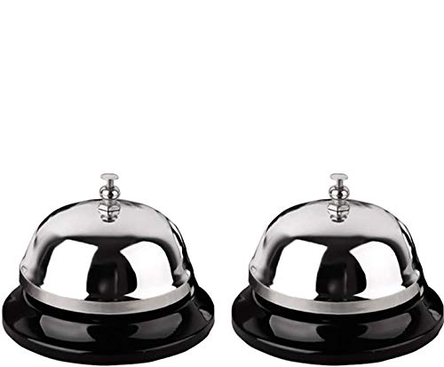 HeeYaa 3.3 Inch Silver Call Bell Pack of 2 – Sturdy Metal Desk Bells for Hotels, Hospitals, Schools, Reception Areas