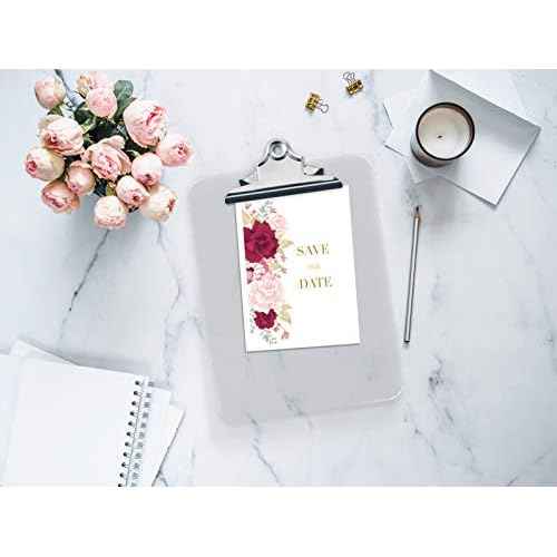 Better Office Products Clear Plastic Clipboards, 12 Pack, Durable, 12.5 x 9 Inch, Standard Metal Clip, Transparent, See-Through Clear, Set of 12