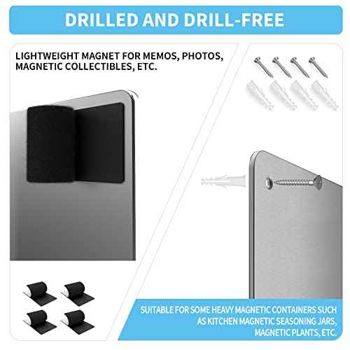 2Pack Magnetic Board,17.1" x 11.8" Magnet Display,for Magnets and Bulletin Board,Suitable for Wall, Refrigerator, Compartment, Cabinet etc,Comes with Dual Lock Tape for Easy Hanging (Silver)