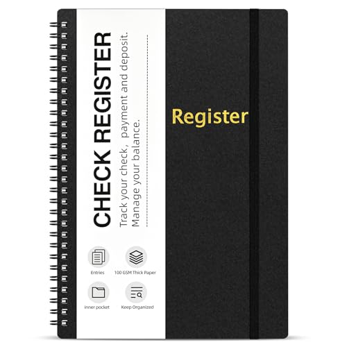 Homlive Check Registers for Personal Checkbook, Spiral Large 7.5 x 10 in – 2744 Entries, 180° Lay Flat