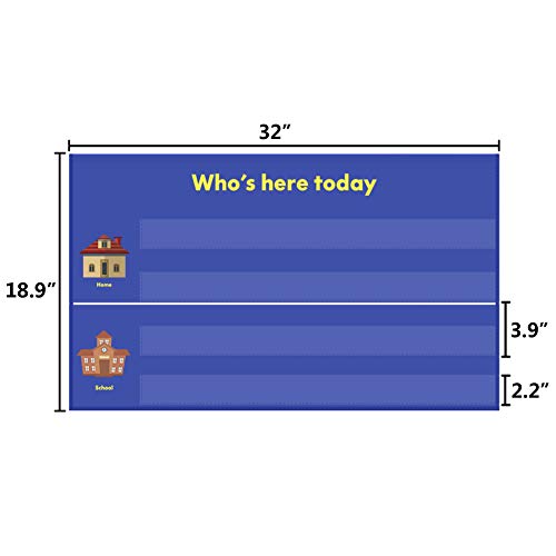 Classroom Attendance Pocket Chart with 36 Reusable Student Cards - Easy Check-In Tool