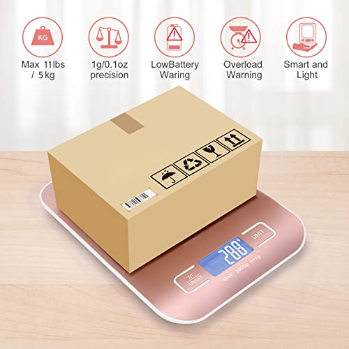 Selegere Pink Digital Shipping Scale 5kg/1g Portable Kitchen & Postal Weighing Tool