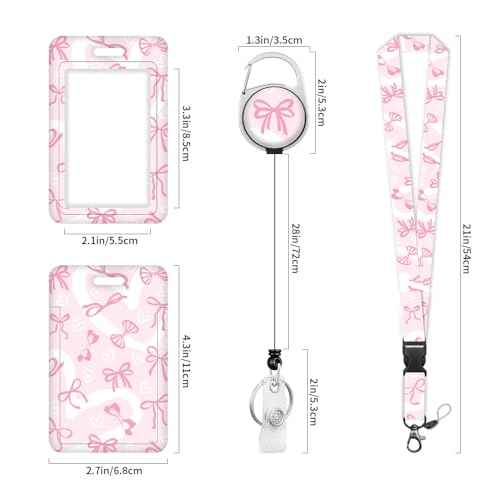 Lanyards for ID Badge Holder for Women Cute, Teacher Lanyard with ID Holder Clip,Retractable Keychain Badge Reel Heavy Duty, Teacher Nurse Work Office Gifts (#35:Butterfly)