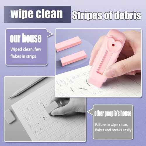 3PCS Push-Pull Eraser Clean No Crumbs Retractable Erasers Pink