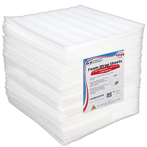 Mighty Gadget 100-Pack Foam Packing Sheets, 12" x (1/16" Thick)