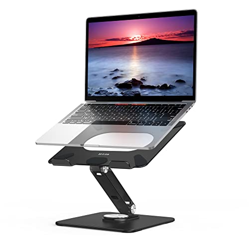 Black BESIGN LSX7 Laptop Stand with 360° Rotating Base, Ergonomic & Foldable