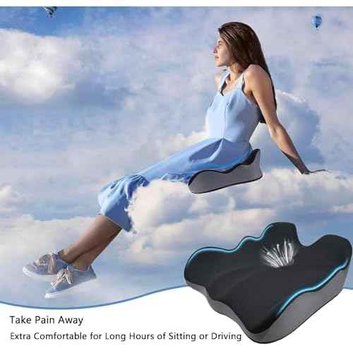 Seat Cushion for Hip Coccyx Pressure Relief, 6in Thick Extra Large Ergonomic Memory Foam Cushions for Sciatica Pain Relief, Sitting Seat Pad on Chair, Drive Seat, Wheelchair, Airplane,All Day Comfort