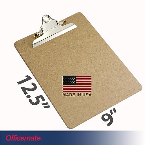 Officemate Recycled Wood Clipboard, 6-Inch Clip, Letter Size 9 x 12.5 in, Brown