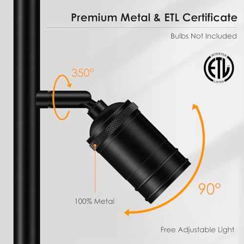 BoostArea Tree Floor Lamp, Industrial Floor Lamp, Modern Standing Lamp with Adjustable 3 Light, E26 Socket, Foot Switch, Minimalist Metal Stand Up Lamp Pole Lamps for Living Room, Bedroom(No Bulbs)