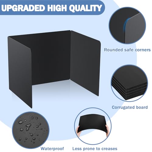 Desk Privacy Dividers 24-Pack for Students - Sturdy Corrugated Plastic, Foldable Classroom Shields