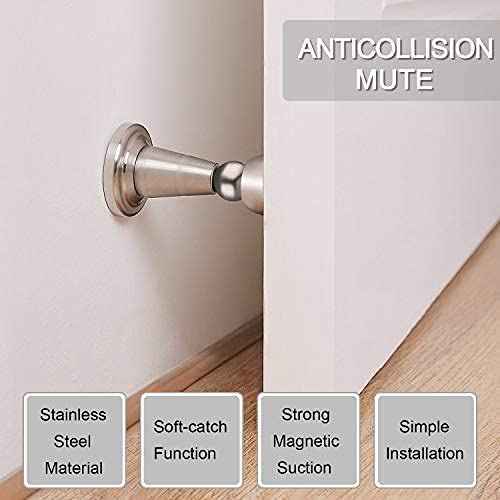 Blulu 6 Pack Door Stoppers Magnetic Door Catch Magnetic Doorstops Stainless Steel Wall Mount Doorstops for Wall and Floor Mounting